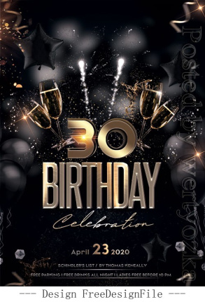 Birthday Music Party Flyer Template Psd