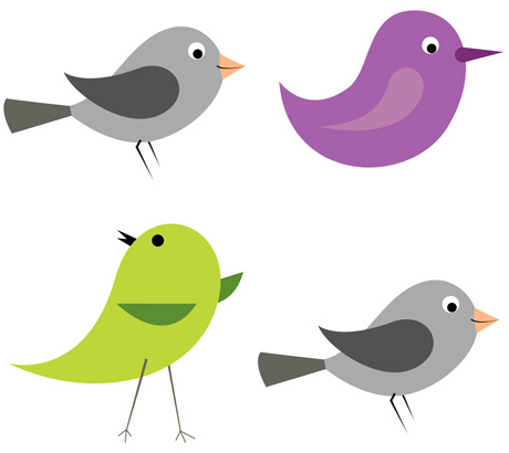 Cartoon Birds Icons Vector And Brushes