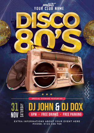Classic Disco Party Flyer Template Psd