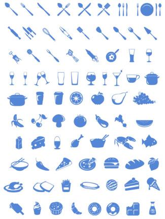 Food And Tableware Icons Psd