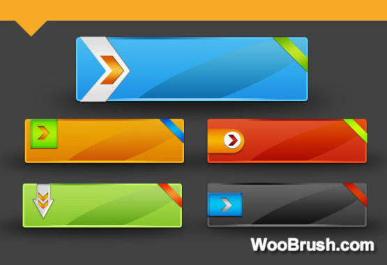 Glass Texture Colored Buttons Psd