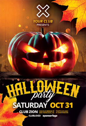 2022 Halloween Pumpkin Party Flyer Template Psd