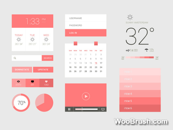 Pink Style Weather Application Template Psd