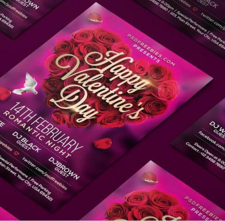 Purple Valentines Day Flyer Template Psd