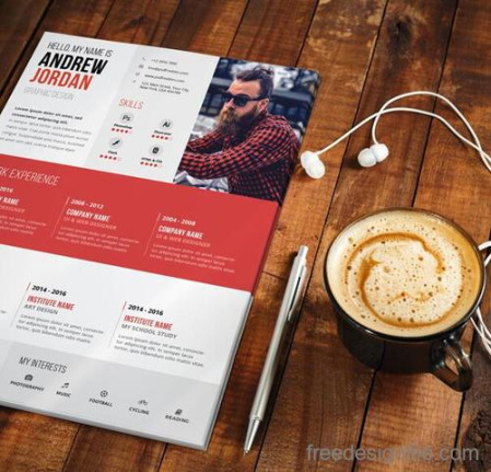 Red Styles Resume Cv Template Psd