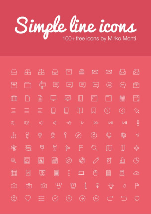 Simple Pink Line Icons Psd