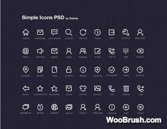 Simple System Line Icons Psd