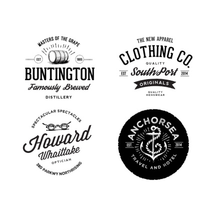 Vintage Logos With Badge Material Psd